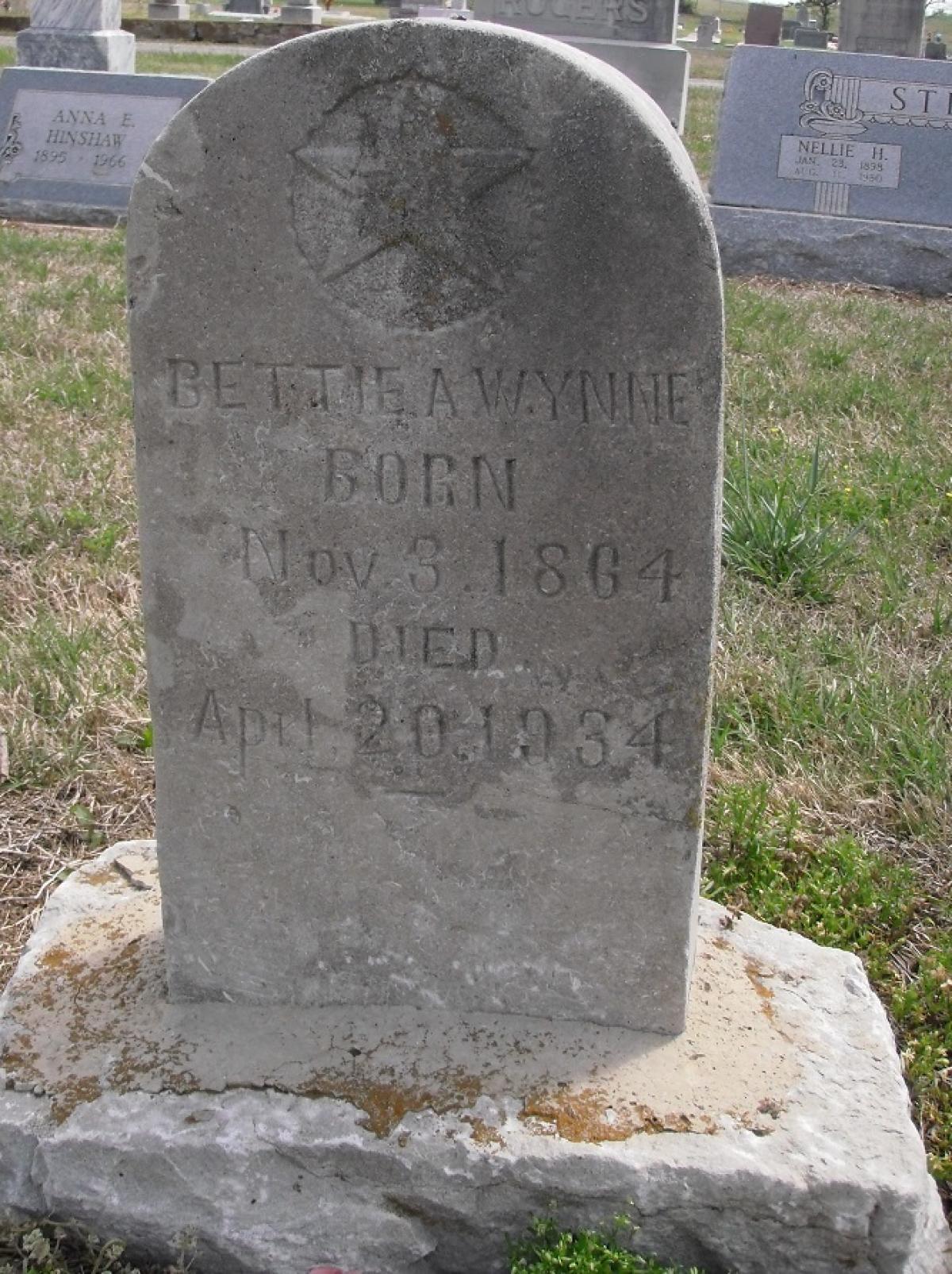 OK, Grove, Olympus Cemetery, Wynne, Bettie A. Headstone