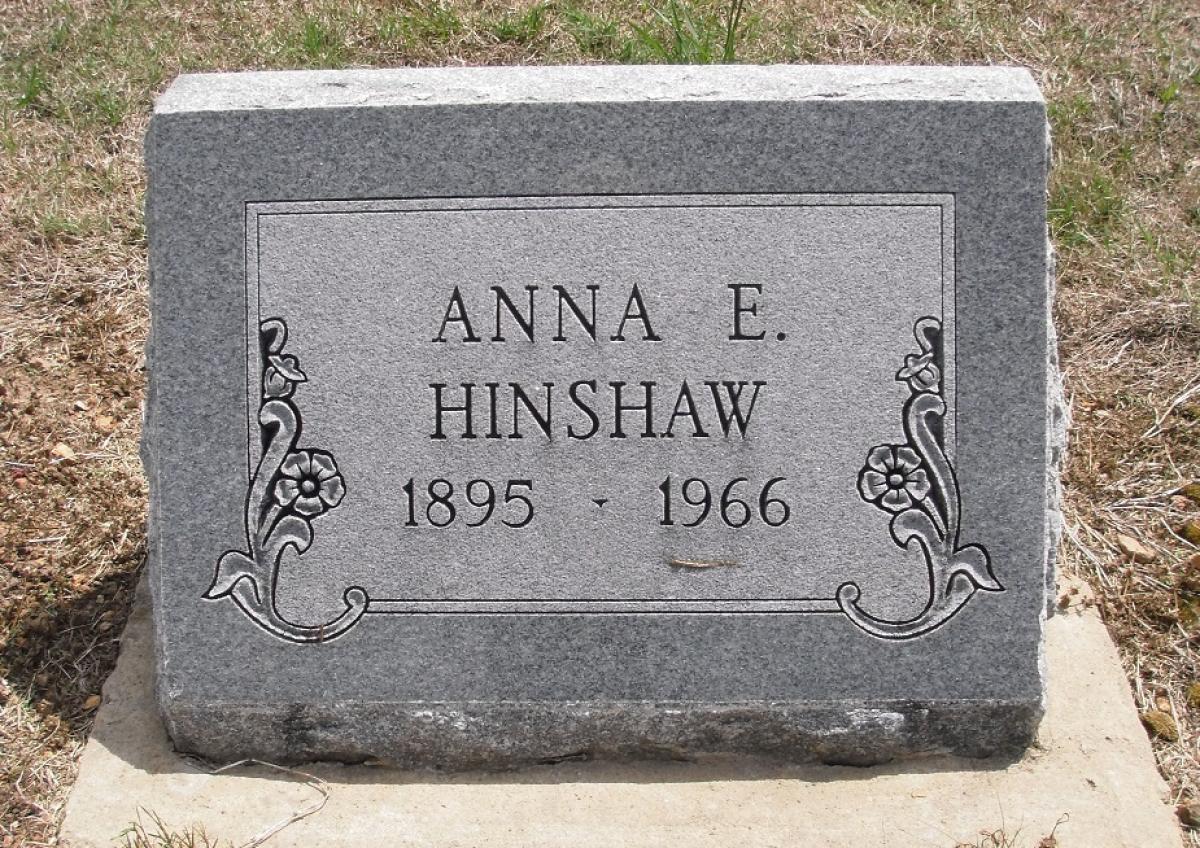 OK, Grove, Olympus Cemetery, Hinshaw, Anna E. Headstone