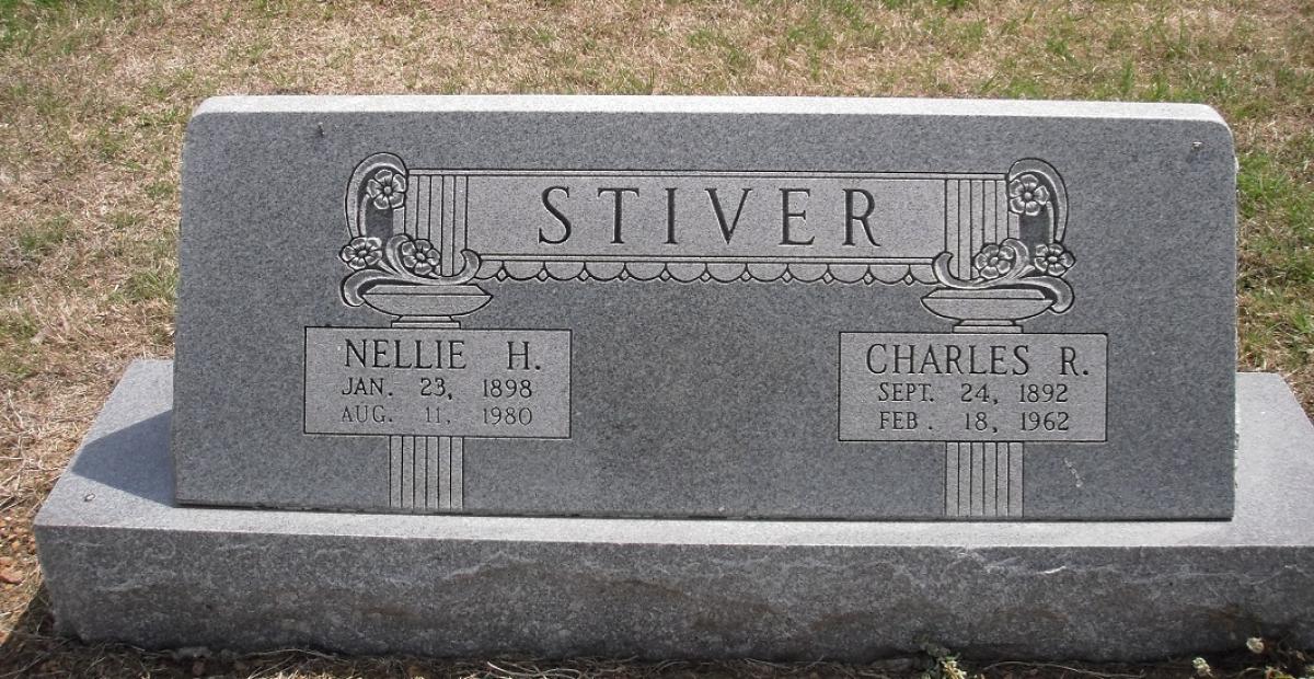 OK, Grove, Olympus Cemetery, Stiver, Charles R. & Nellie H. Headstone