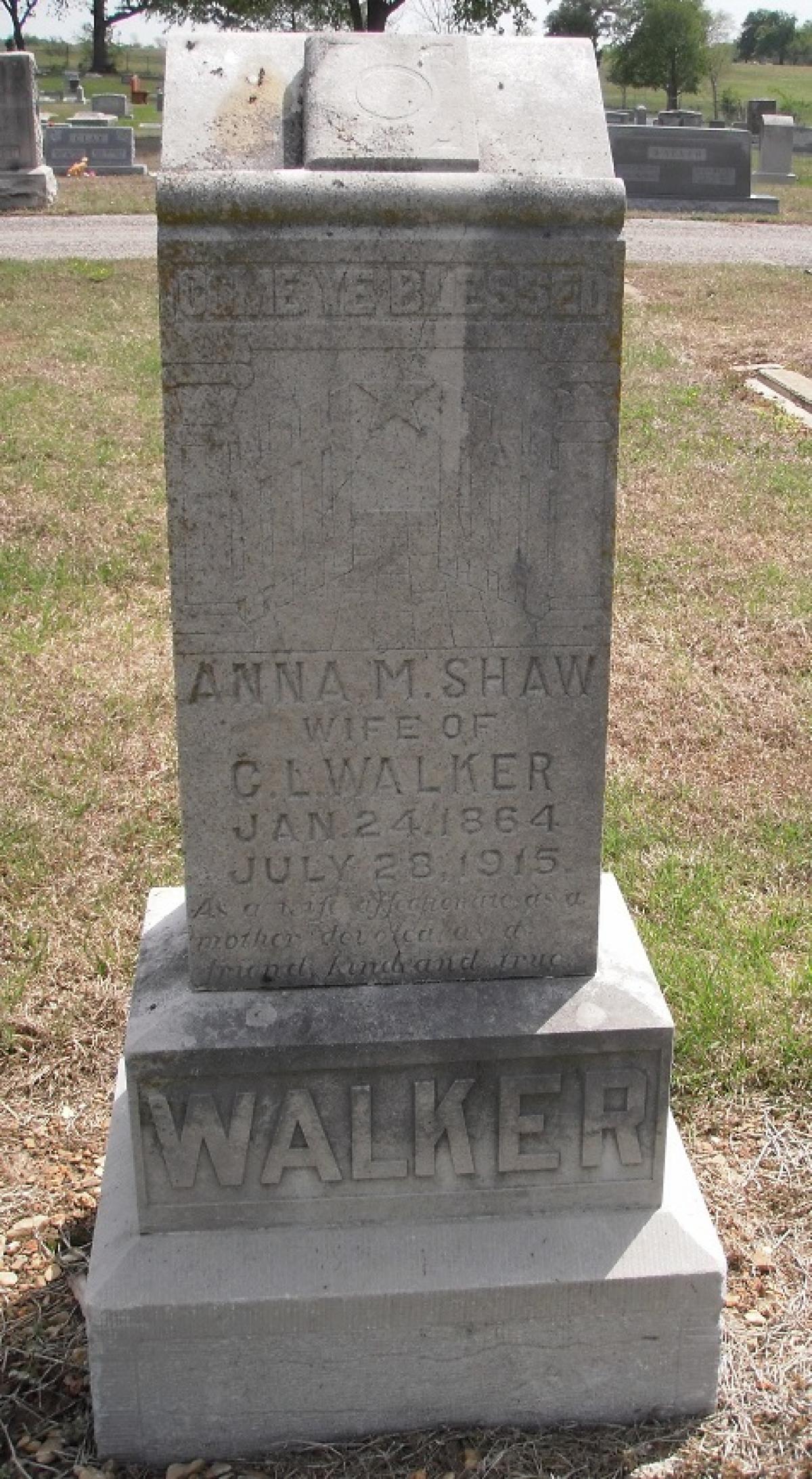 OK, Grove, Olympus Cemetery, Walker, Anna M. (Shaw) Headstone