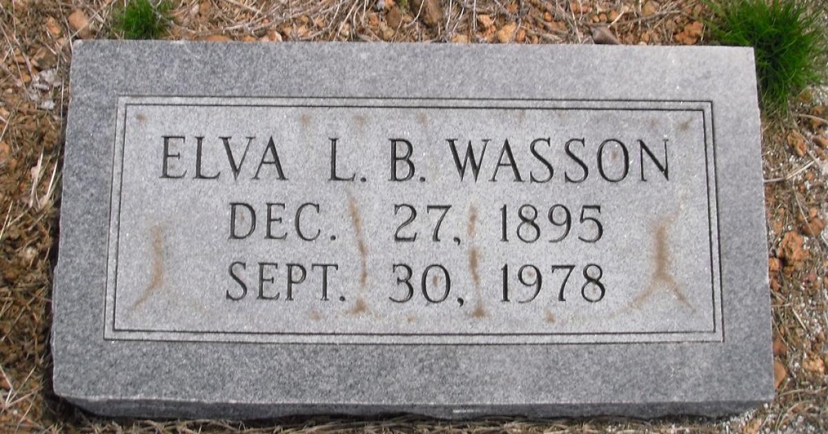 OK, Grove, Olympus Cemetery, Wasson, Elva L. B. Headstone