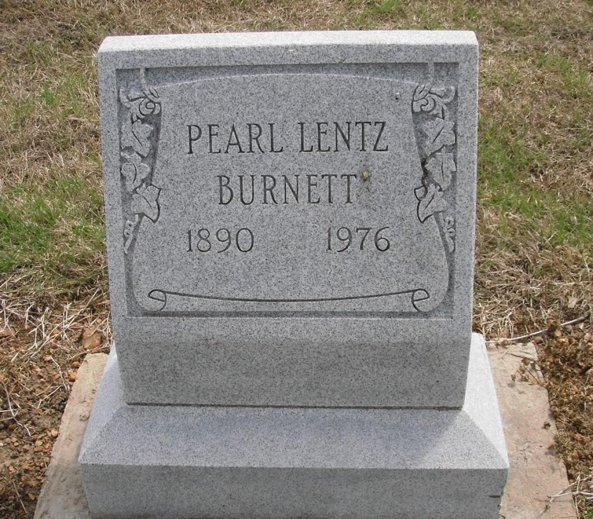 OK, Grove, Olympus Cemetery, Burnett, Pearl (Lentz) Headstone