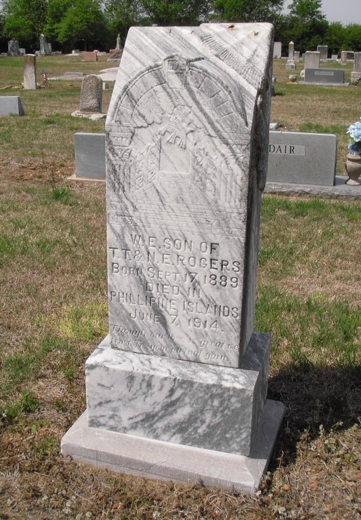 OK, Grove, Olympus Cemetery, Rogers, W. E. Headstone