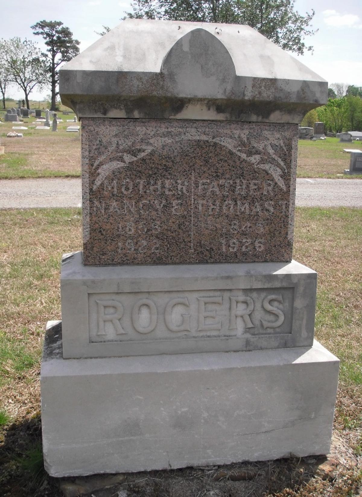 OK, Grove, Olympus Cemetery, Rogers, Thomas T. & Nancy E. Headstone