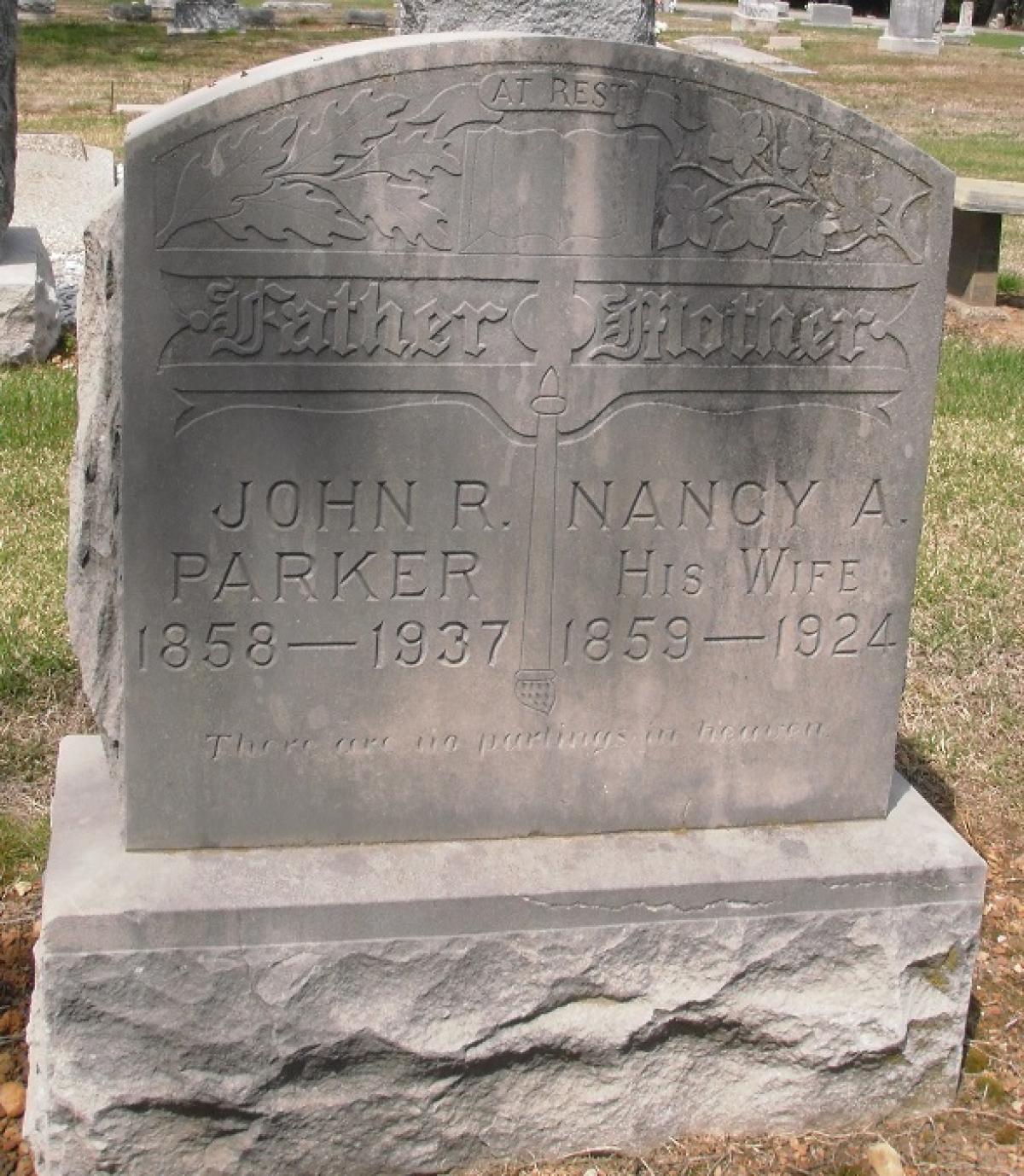 OK, Grove, Olympus Cemetery, Parker, John R. & Nancy A. Headstone