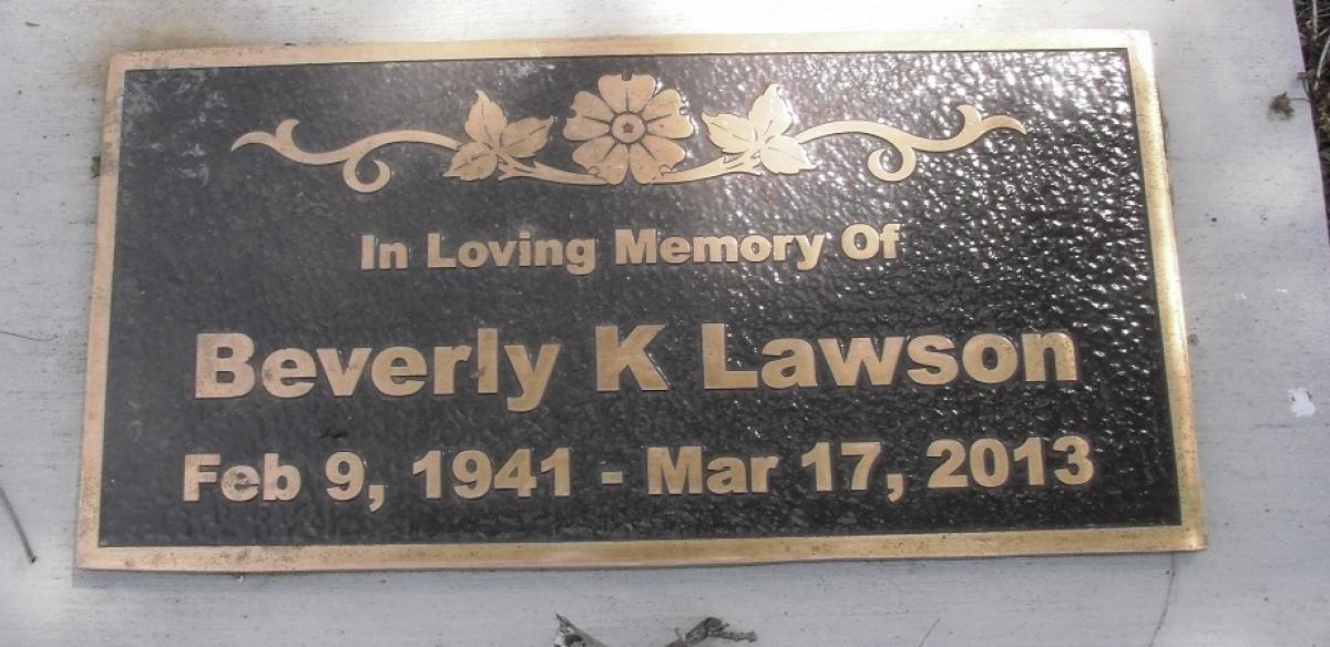 OK, Grove, Olympus Cemetery, Lawson, Beverly K. Headstone