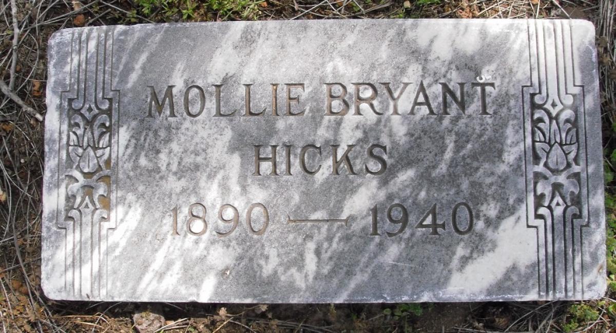 OK, Grove, Olympus Cemetery, Hicks, Mollie (Bryant) Headstone