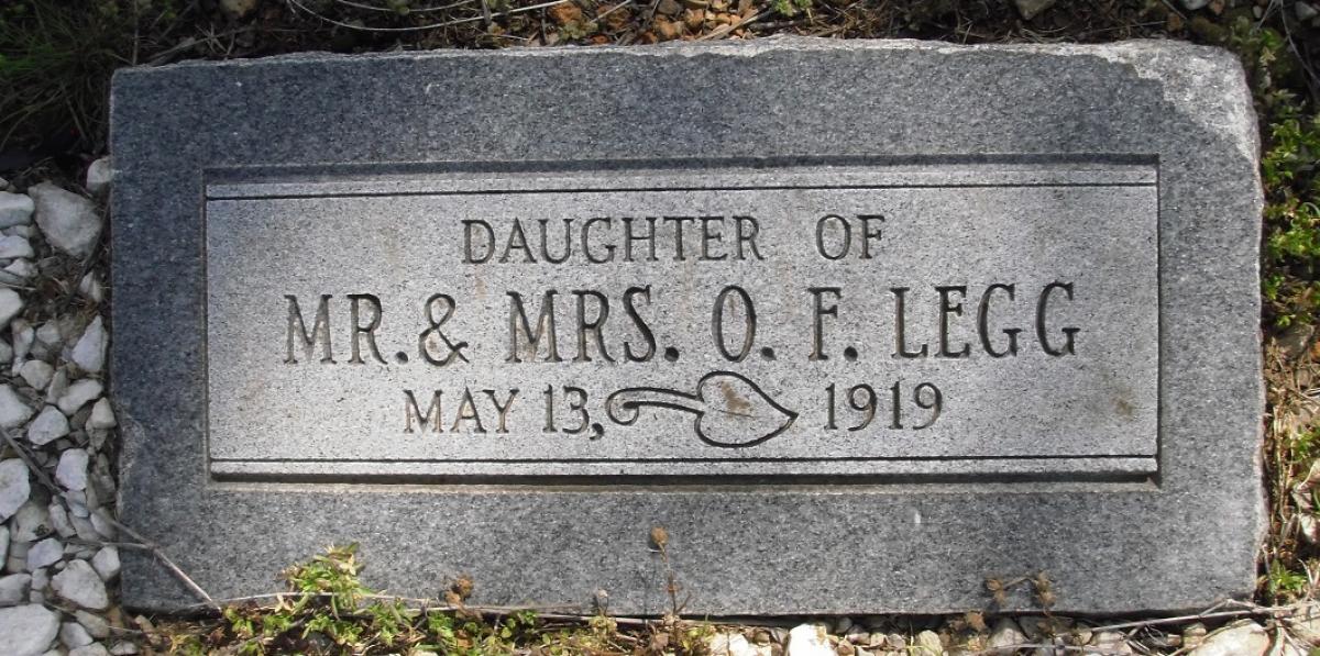 OK, Grove, Olympus Cemetery, Legg, Infant Daughter Headstone (Section 4)