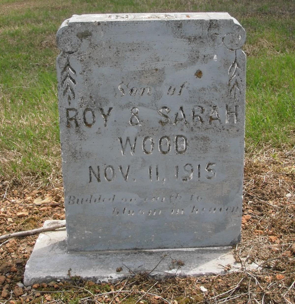 OK, Grove, Olympus Cemetery, Wood, Infant Son Headstone
