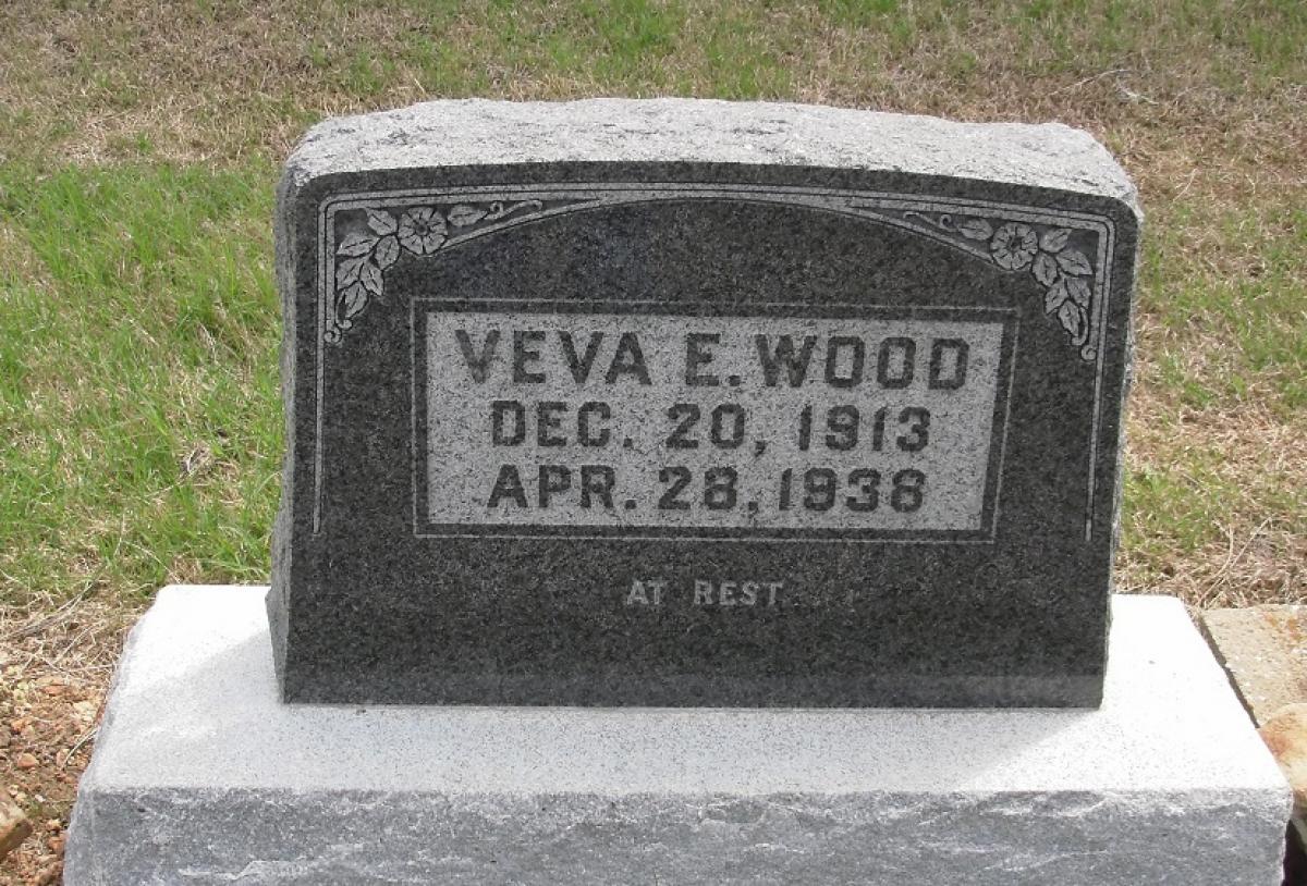 OK, Grove, Olympus Cemetery, Wood, Veva E. Headstone