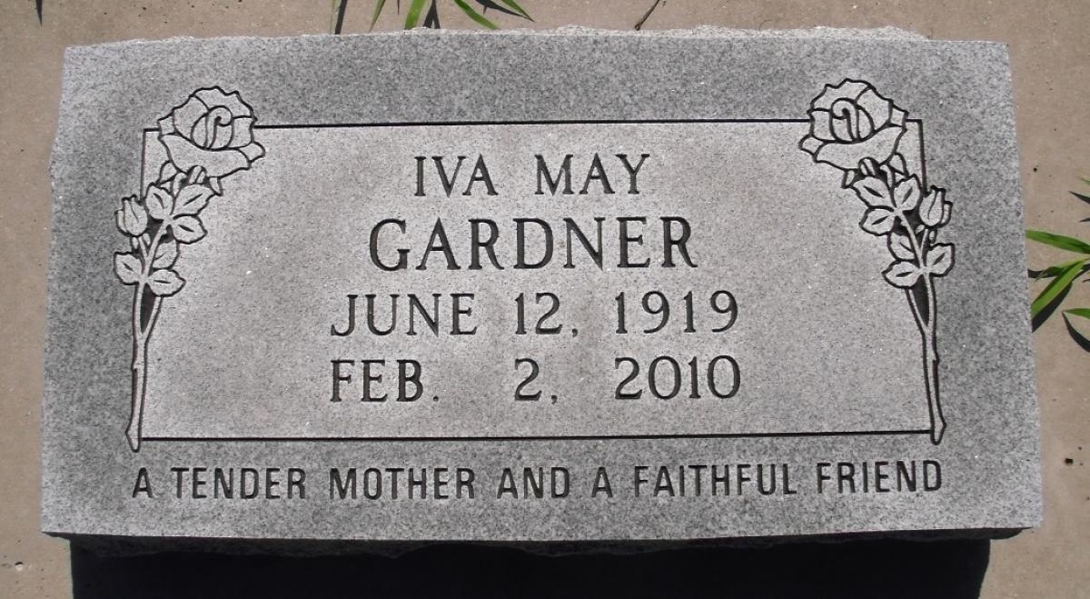 OK, Grove, Olympus Cemetery, Gardner, Iva May Headstone