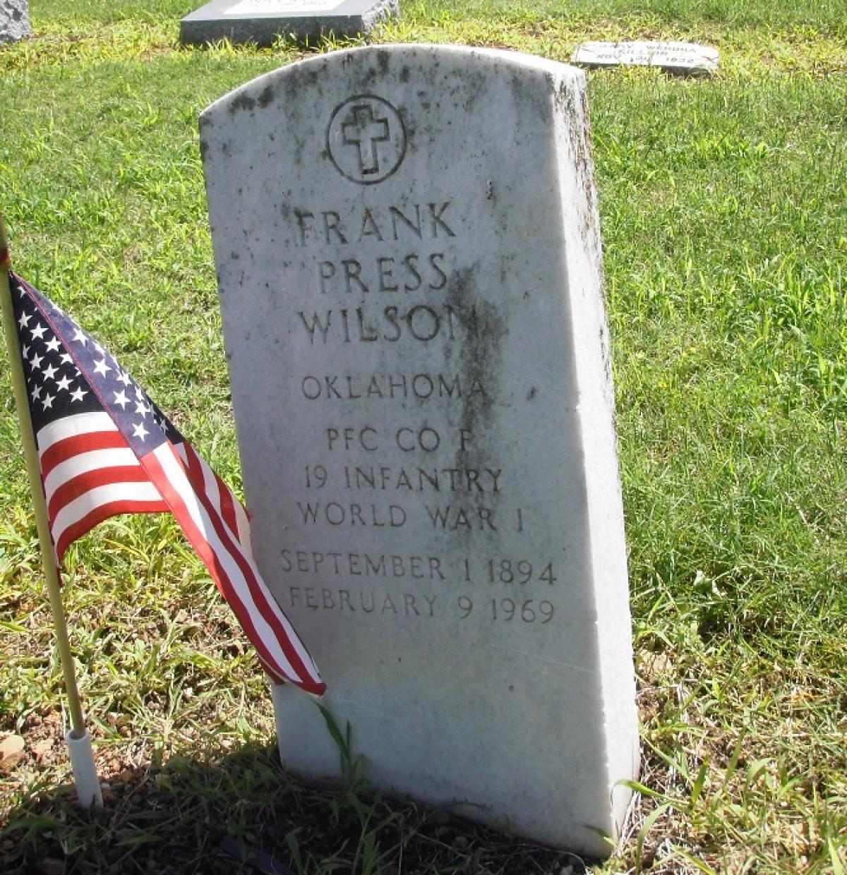 OK, Grove, Olympus Cemetery, Wilson, Frank Press Military Headstone