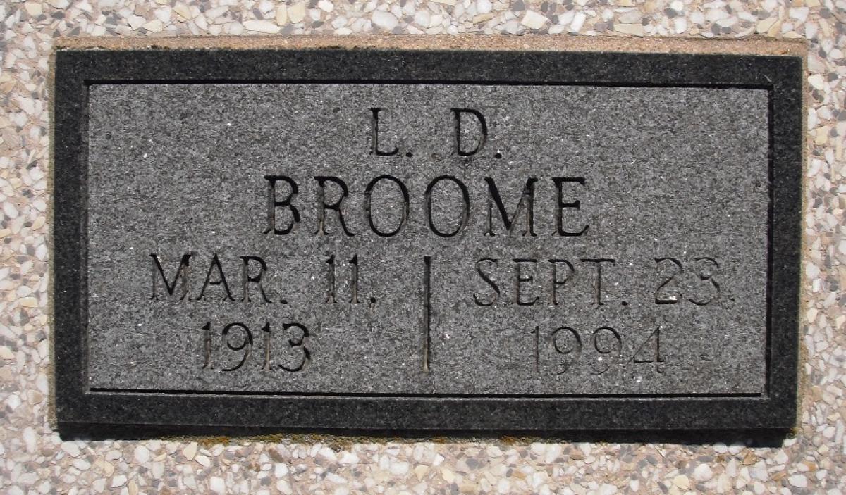 OK, Grove, Olympus Cemetery, Broome, L. D. Headstone