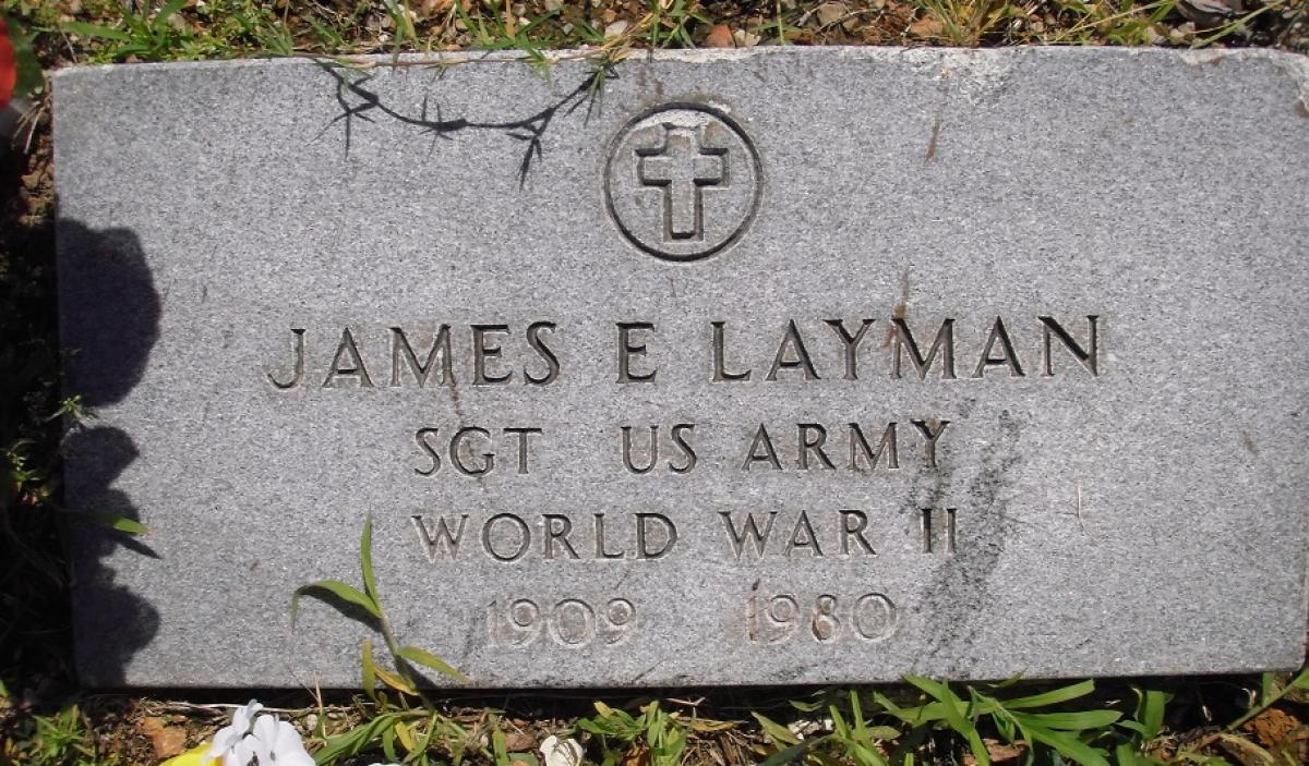 OK, Grove, Olympus Cemetery, Layman, James E. Military Headstone