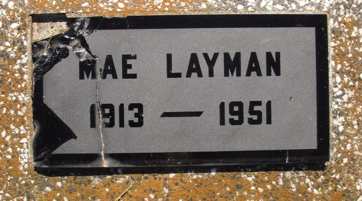 OK, Grove, Olympus Cemetery, Layman, Mae Headstone