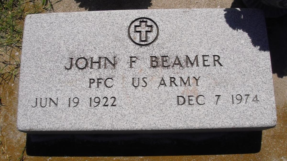 OK, Grove, Olympus Cemetery, Beamer, John F. Military Headstone