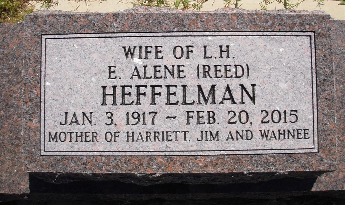 OK, Grove, Olympus Cemetery, Heffelman, E. Alene (Reed) Headstone