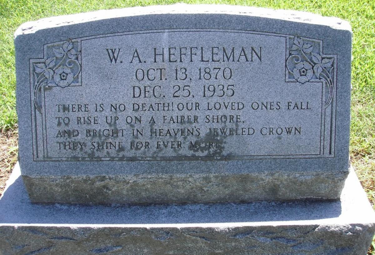 OK, Grove, Olympus Cemetery, Heffleman, W. A. Headstone