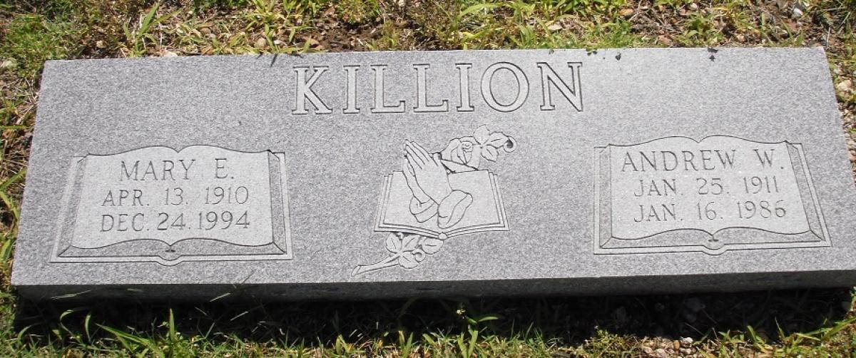OK, Grove, Olympus Cemetery, Killion, Andrew W. & Mary E. Headstone