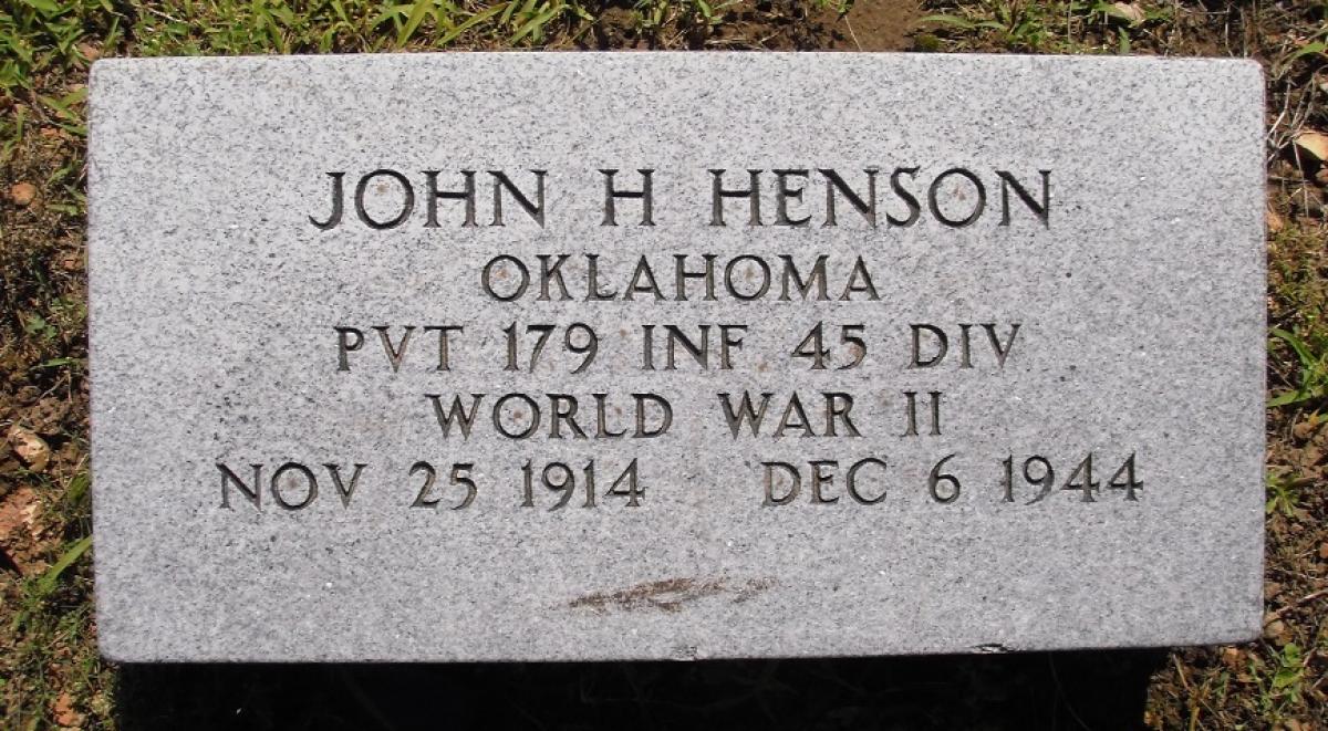 OK, Grove, Olympus Cemetery, Henson, John H. Military Headstone