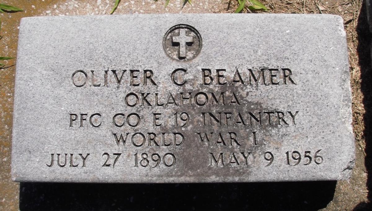 OK, Grove, Olympus Cemetery, Beamer, Oliver C. Military Headstone