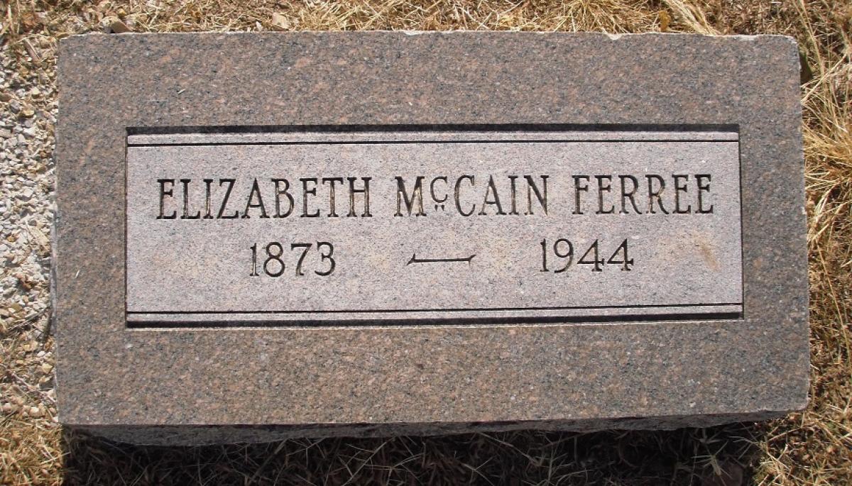 OK, Grove, Olympus Cemetery, Ferree, Elizabeth (McCain) Headstone
