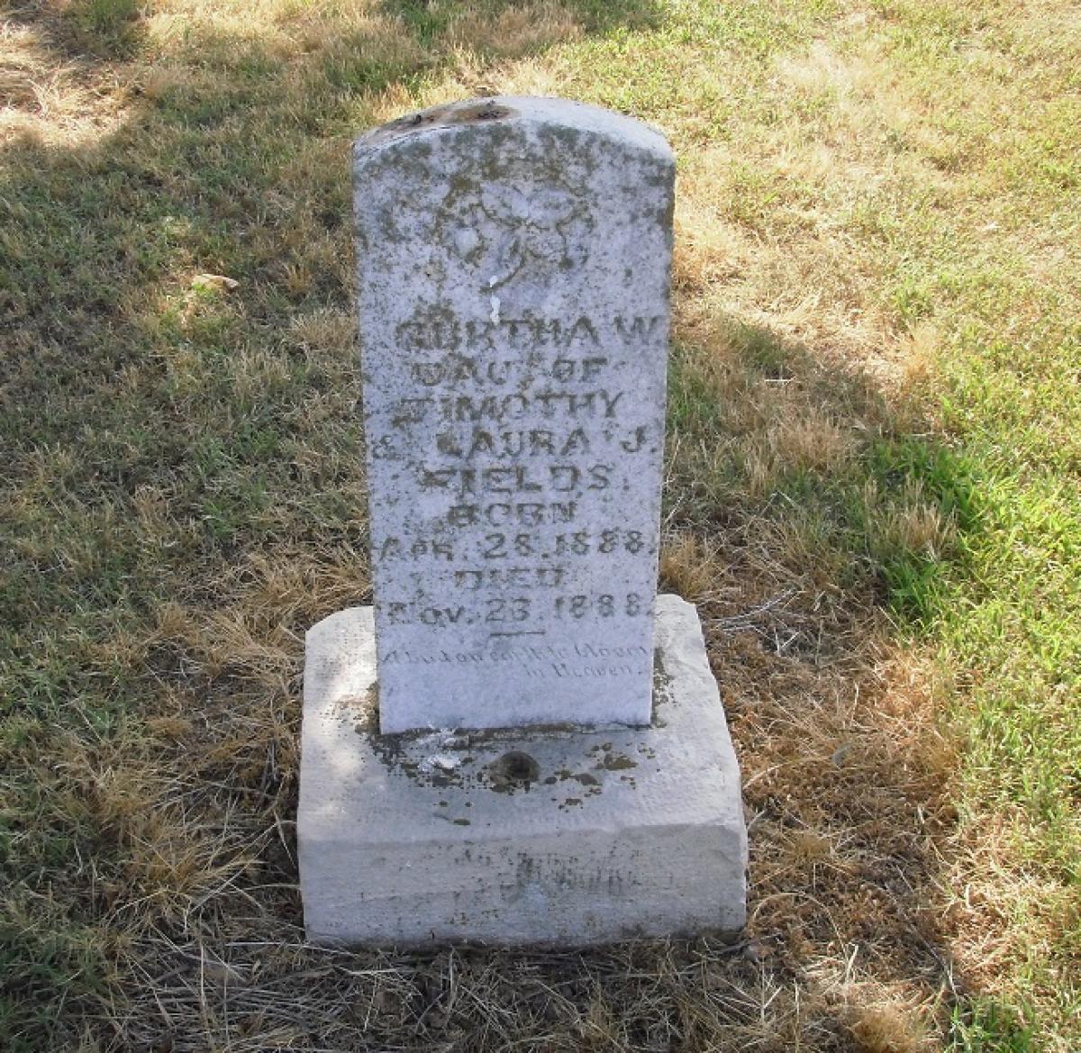 OK, Grove, Olympus Cemetery, Fields, Burtha W. Headstone