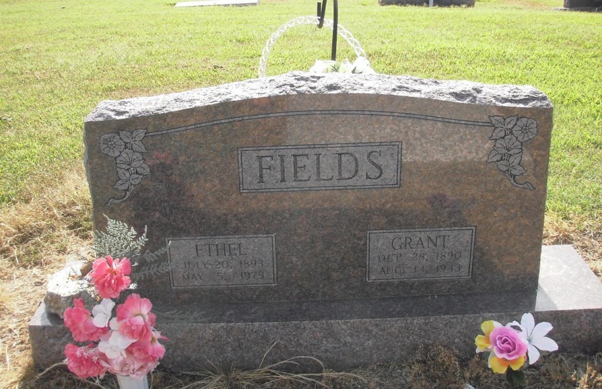 OK, Grove, Olympus Cemetery, Fields, Grant & Ethel Headstone