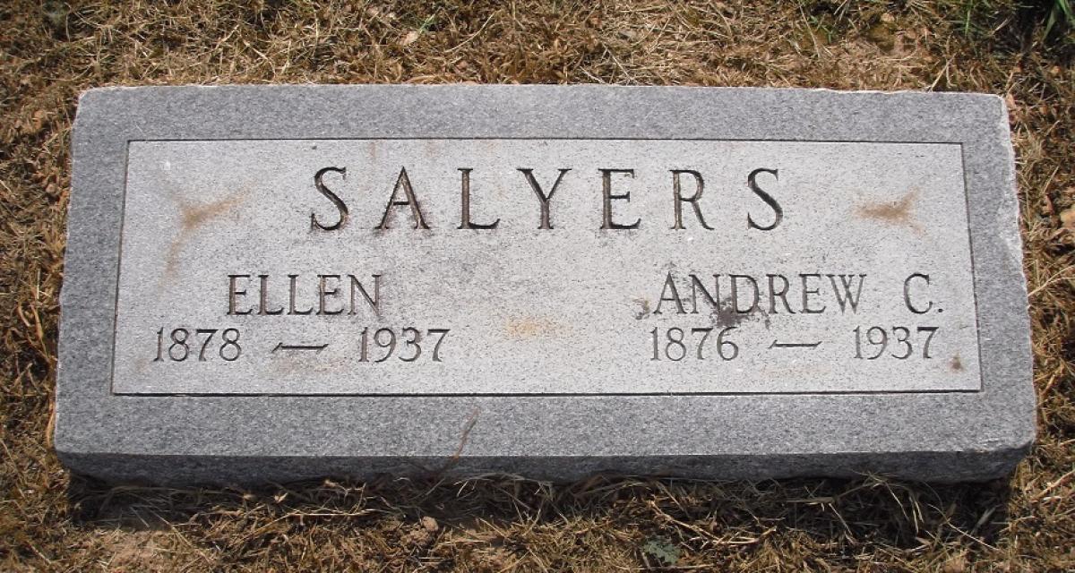 OK, Grove, Olympus Cemetery, Salyers, Andrew C. & Ellen Headstone