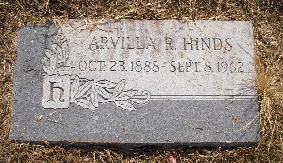 OK, Grove, Olympus Cemetery, Hinds, Arvilla R. Headstone