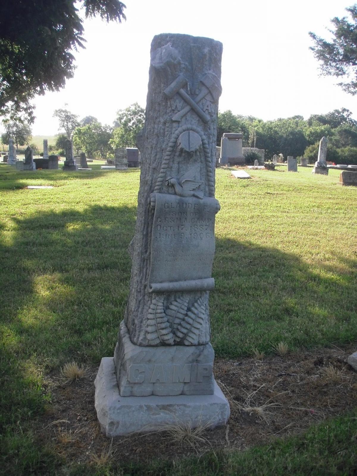 OK, Grove, Olympus Cemetery, Camp, Claude F. Headstone