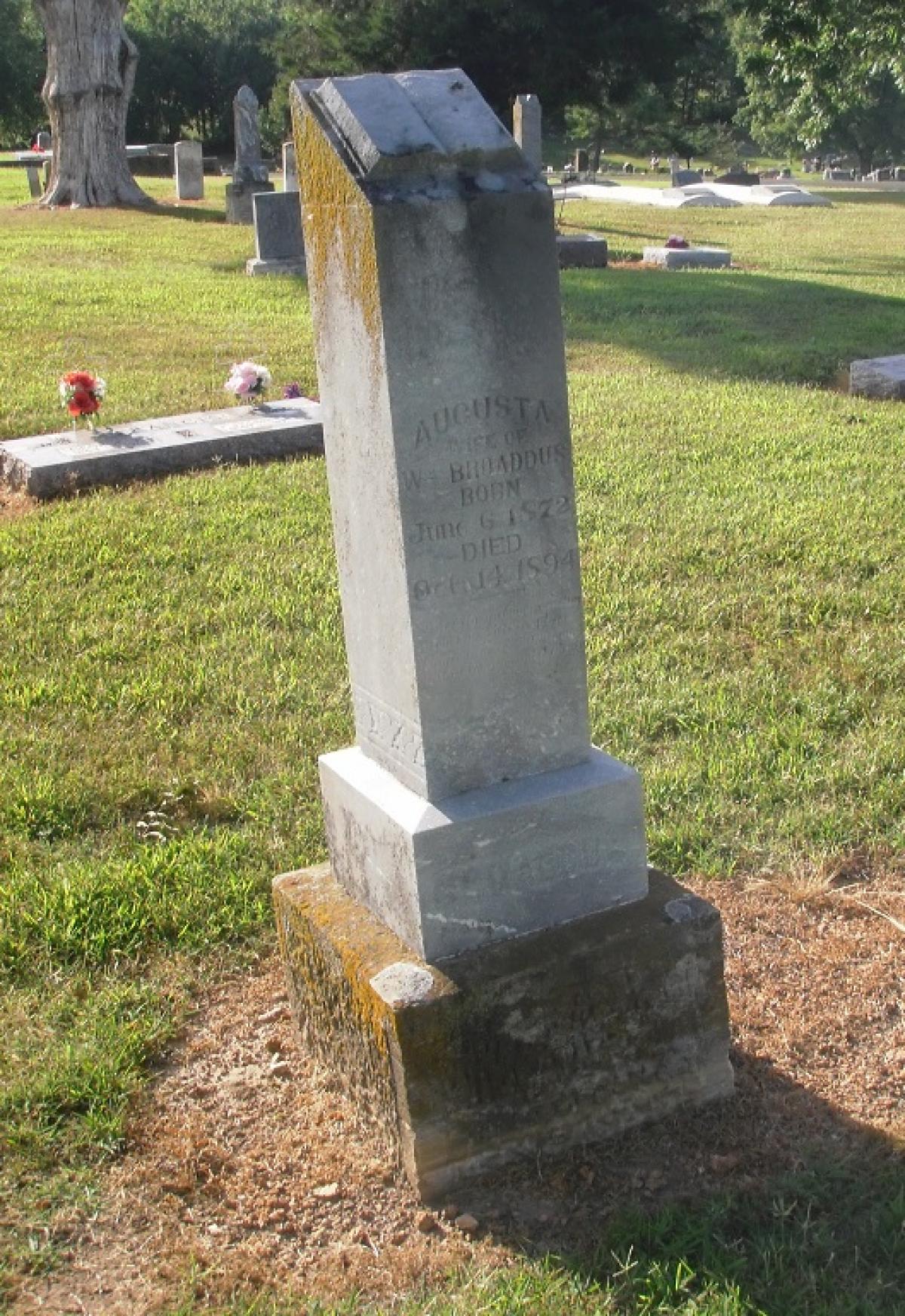 OK, Grove, Olympus Cemetery, Broaddus, Augusta Headstone
