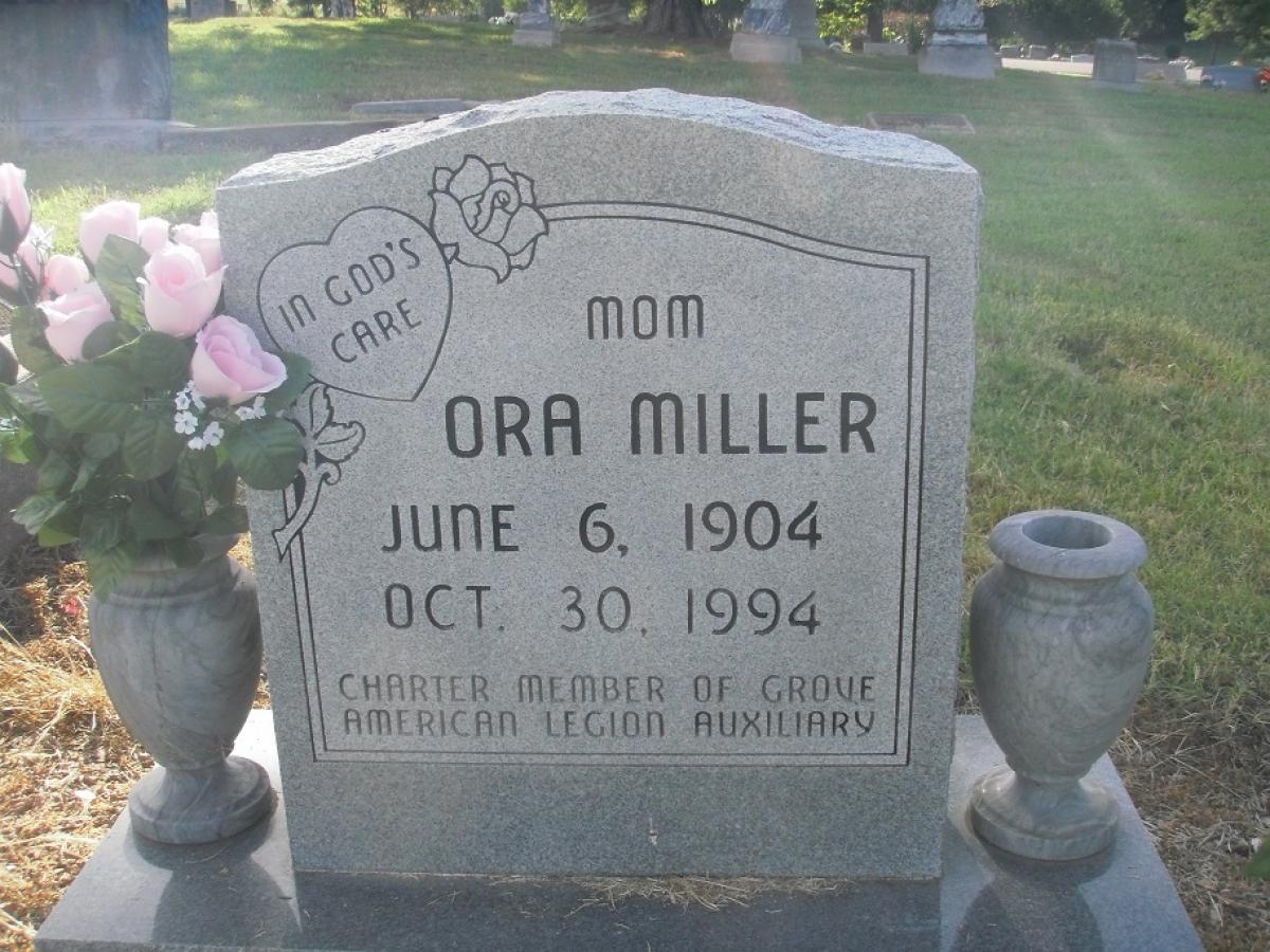 OK, Grove, Olympus Cemetery, Miller, Ora Headstone