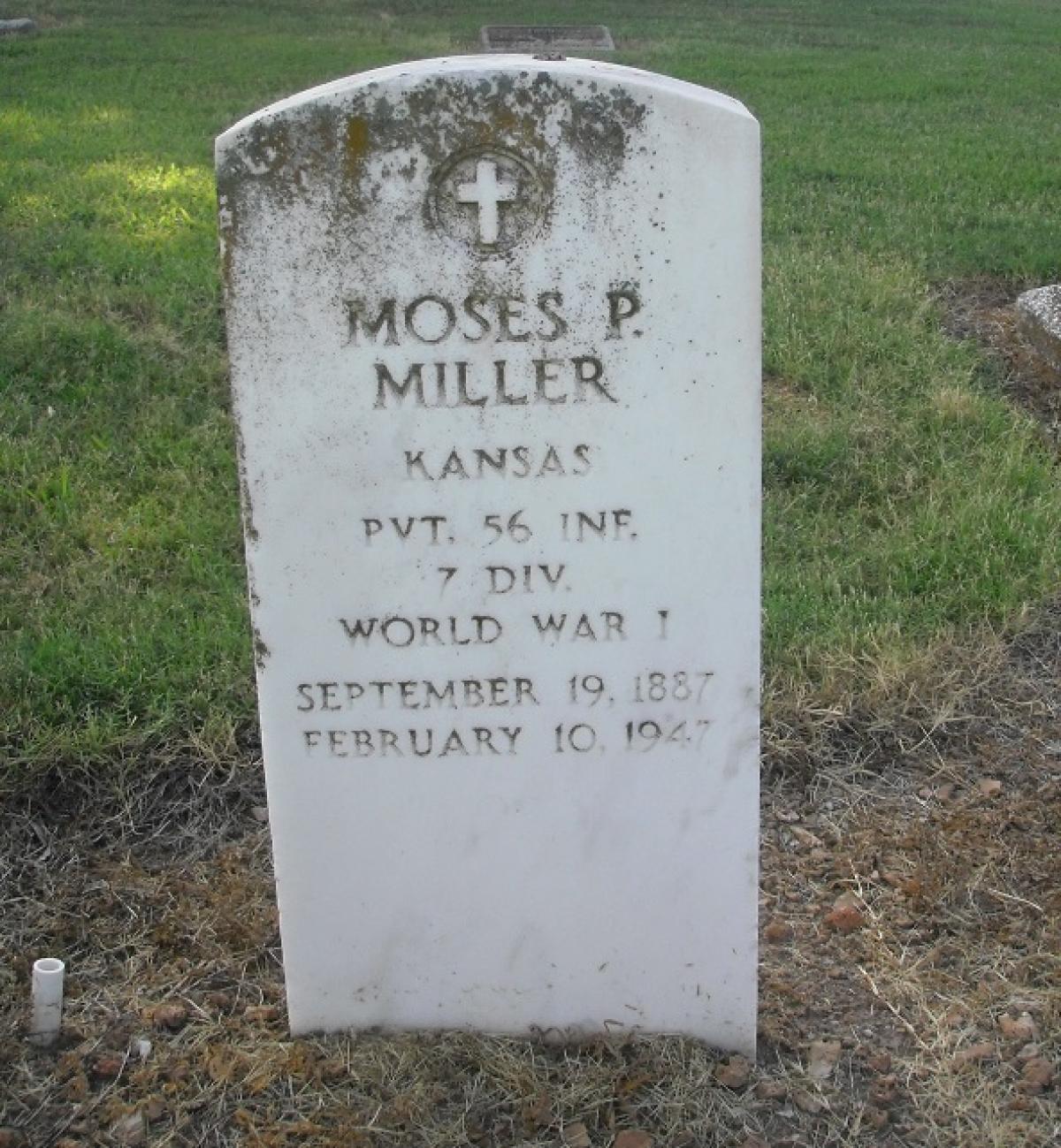 OK, Grove, Olympus Cemetery, Miller, Moses P. Military Headstone