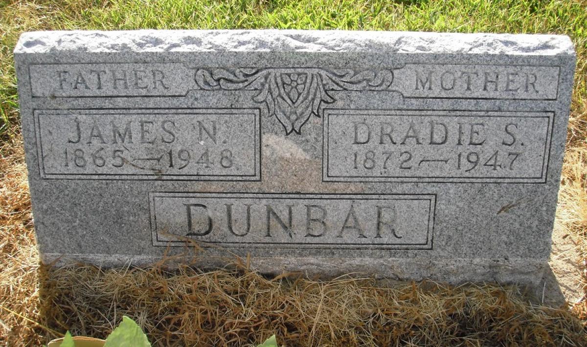 OK, Grove, Olympus Cemetery, Dunbar, James N. & Dradie S. Headstone