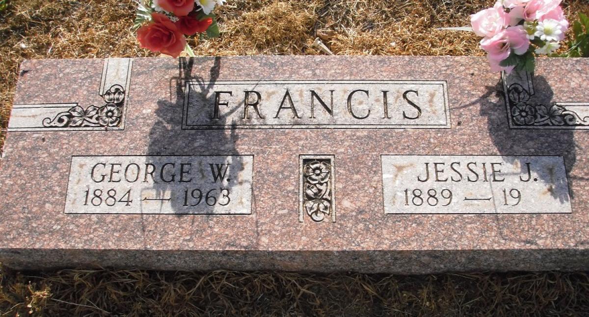 OK, Grove, Olympus Cemetery, Francis, George W. & Jessie J. Headstone