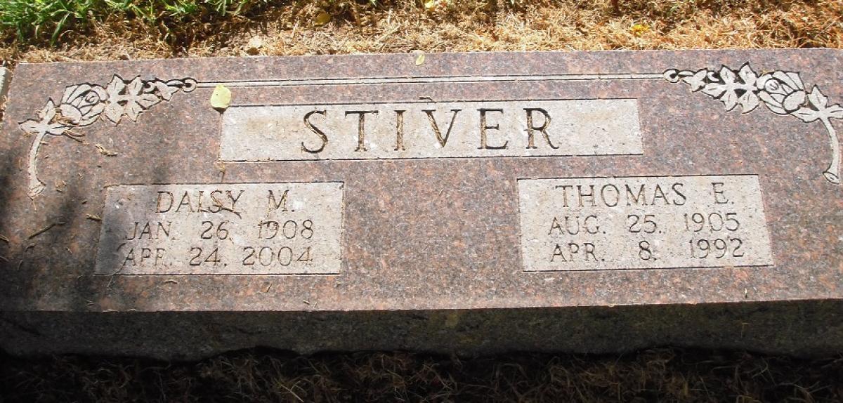 OK, Grove, Olympus Cemetery, Stiver, Thomas E. & Daisy M. Headstone