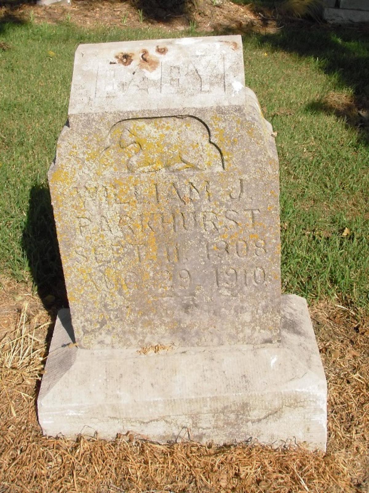 OK, Grove, Olympus Cemetery, Parkhurst, William J. Headstone