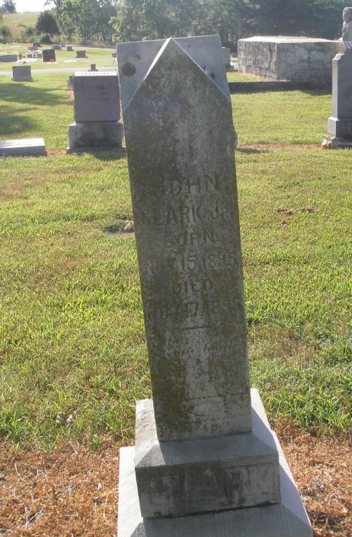 OK, Grove, Olympus Cemetery, Clark, John Jr. Headstone