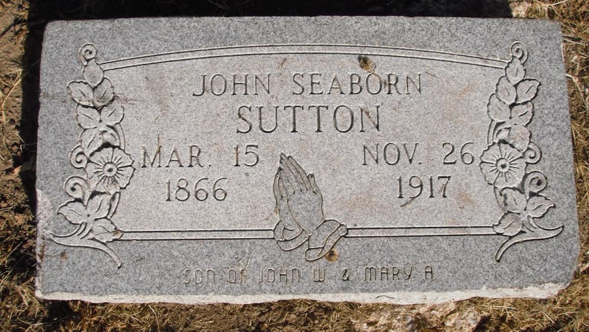 OK, Grove, Olympus Cemetery, Sutton, John Seaborn Headstone