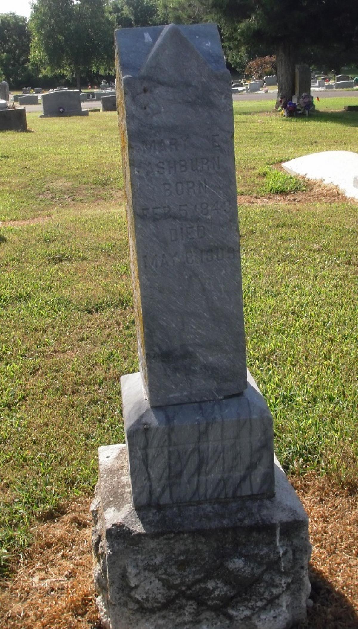 OK, Grove, Olympus Cemetery, Ashburn, Mary E. Headstone