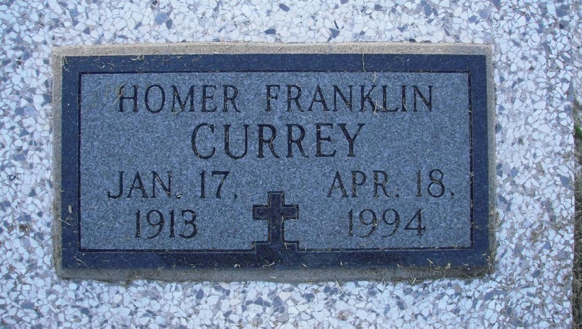 OK, Grove, Olympus Cemetery, Currey, Homer Franklin Headstone