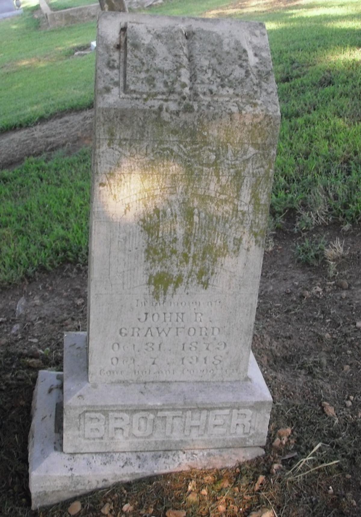 OK, Grove, Olympus Cemetery, Crawford, John R. Headstone