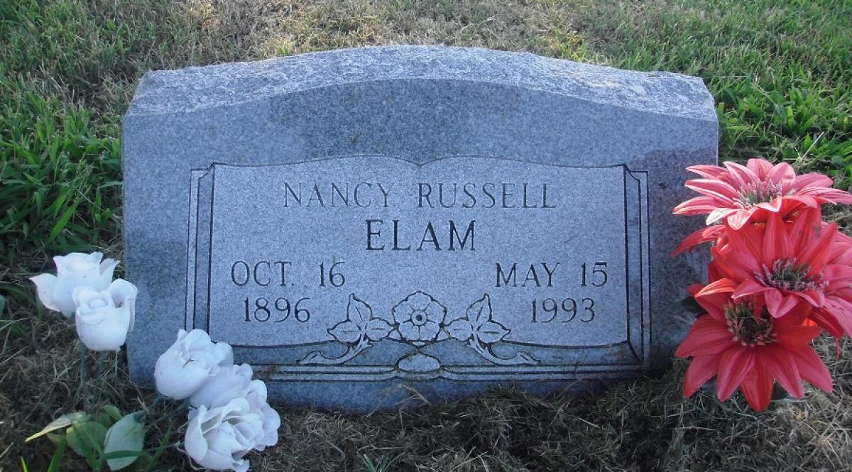 OK, Grove, Olympus Cemetery, Elam, Nancy (Russell) Headstone