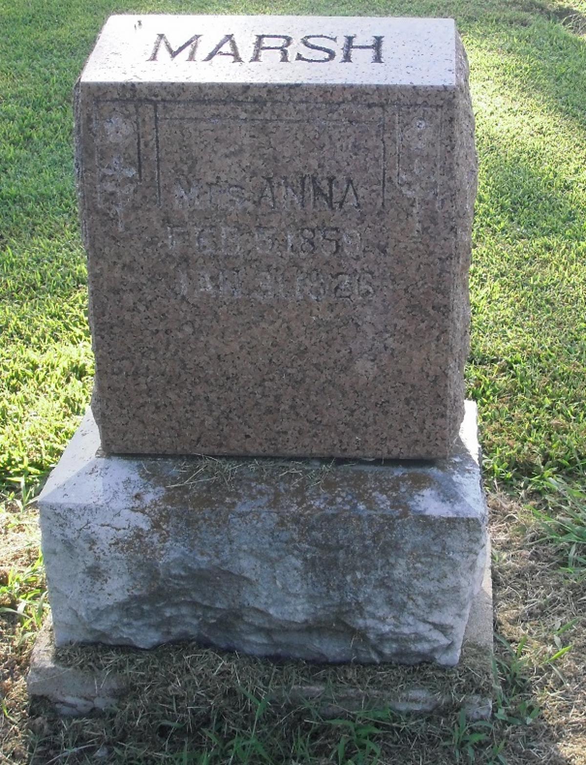 OK, Grove, Olympus Cemetery, Marsh, Anna (Mrs.) Headstone