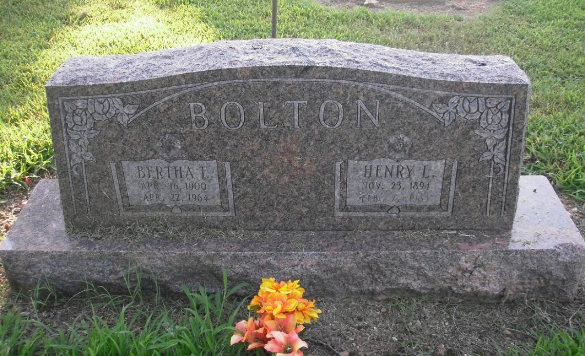 OK, Grove, Olympus Cemetery, Bolton, Henry L. & Bertha E. Headstone