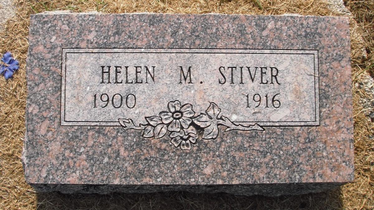 OK, Grove, Olympus Cemetery, Stiver, Helen M. Headstone