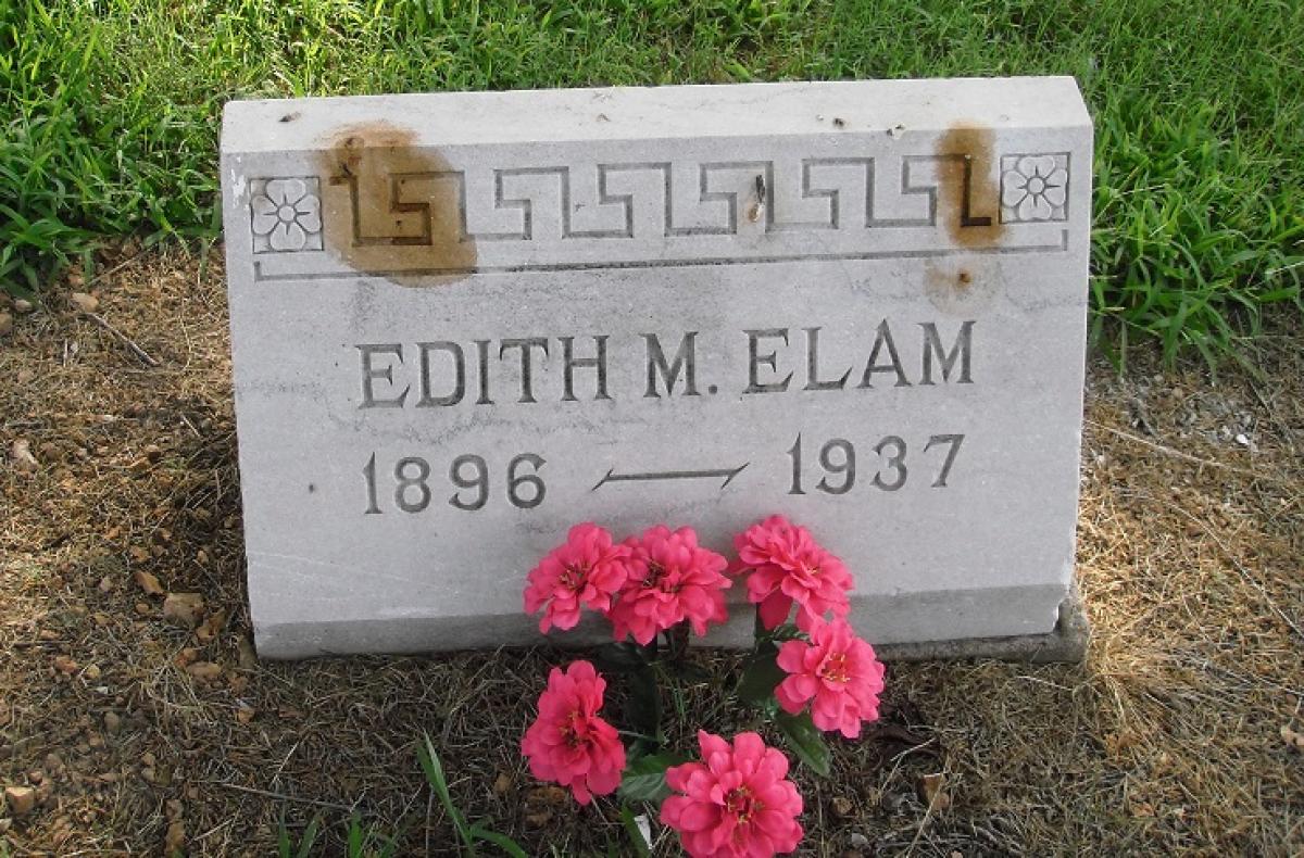OK, Grove, Olympus Cemetery, Elam, Edith M. Headstone