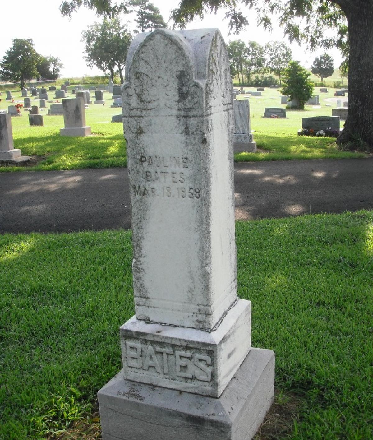 OK, Grove, Olympus Cemetery, Bates, Chas. A. & Pauline Headstone