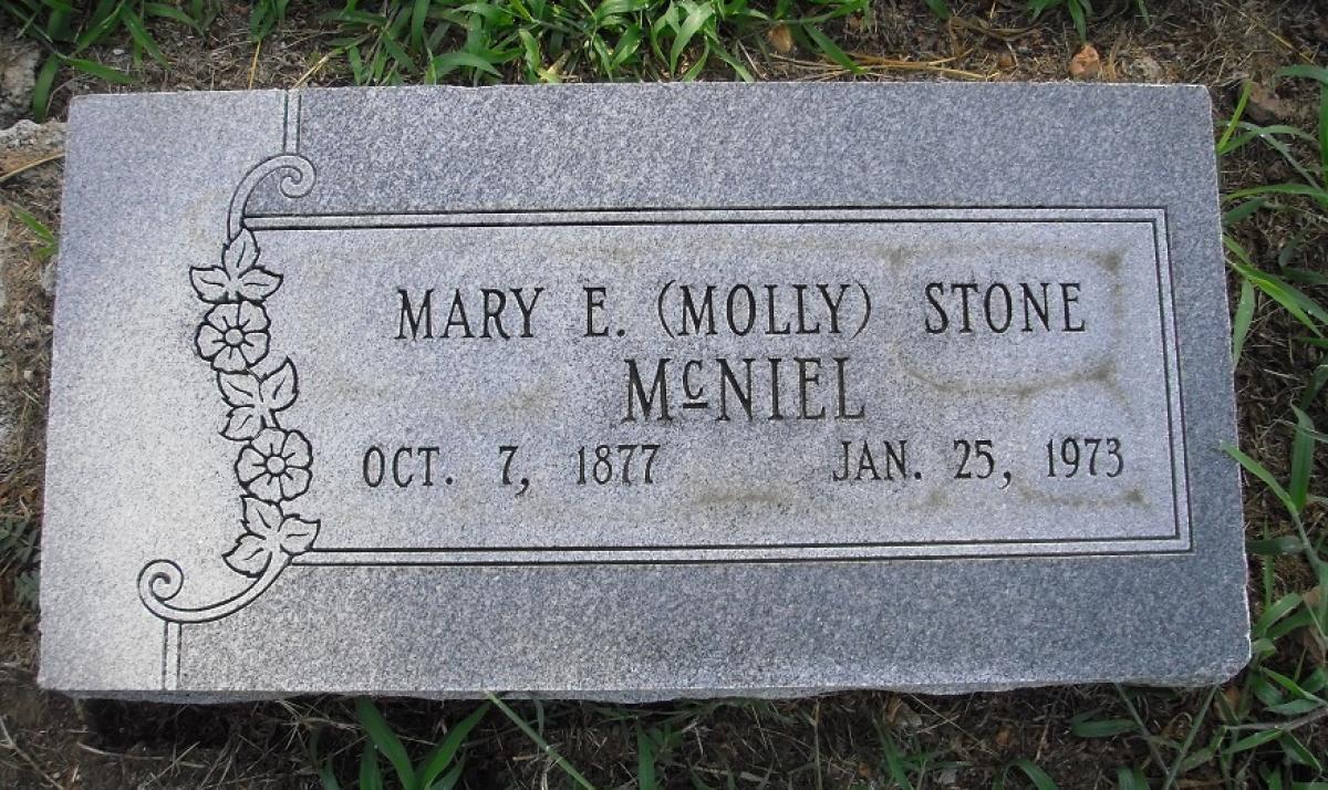 OK, Grove, Olympus Cemetery, McNiel, Mary E. "Molly" (Stone) Headstone